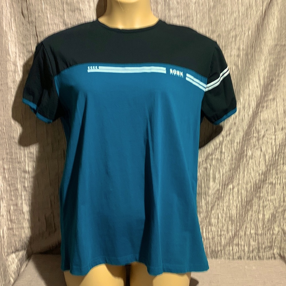 SOBK Men's Tee T-shirt Black Teal XL Stretchy Pullover Short Sleeve Cotton